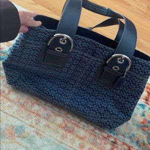 Blue coach logo bag